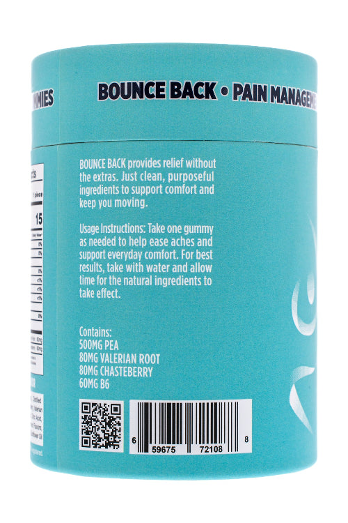 Blue container with text and a barcode on a white background