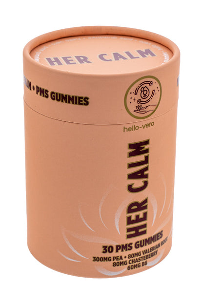 Her Calm PMS gummies container on a white background
